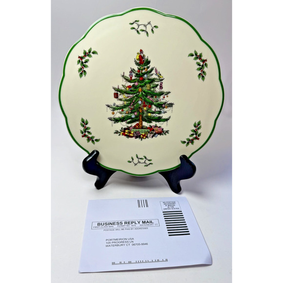 New Spode 9" Cheese Board Serving Plate Platter Christmas Tree Round Holiday NWT - Picture 1 of 4